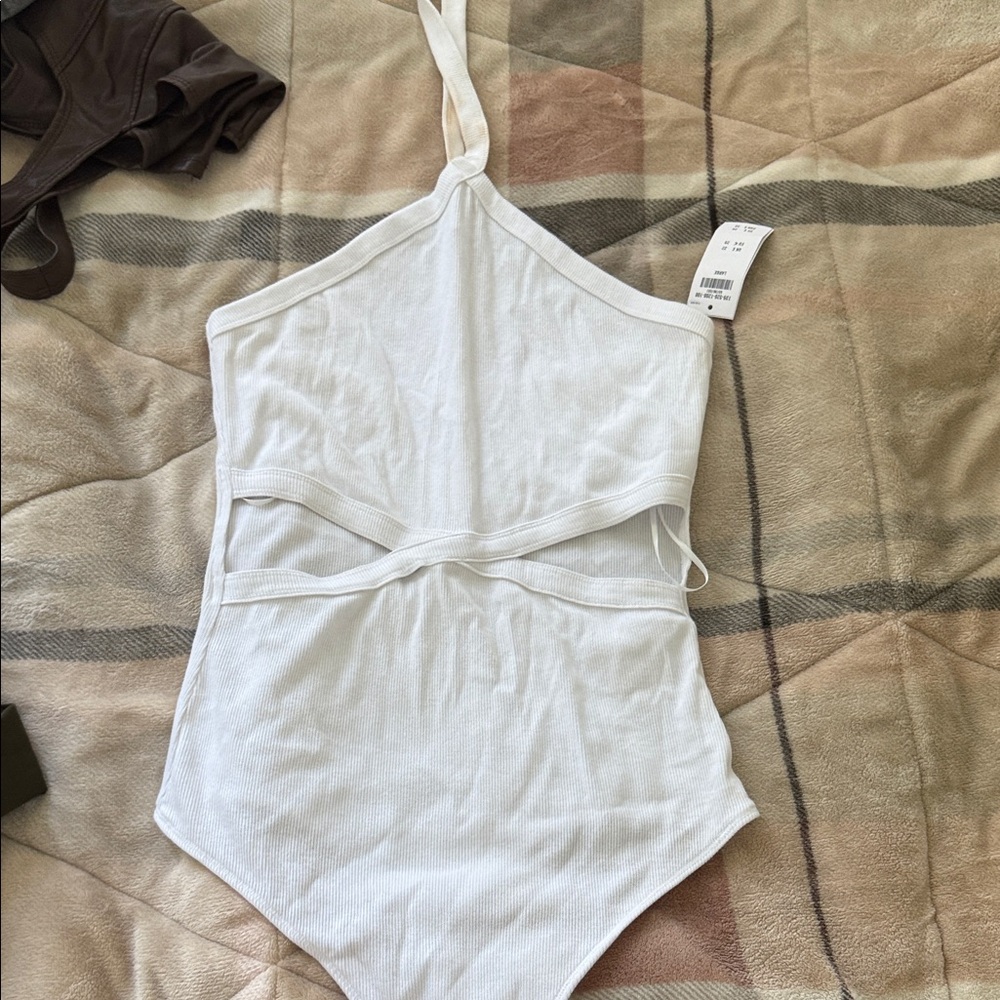 White Abercrombie Body Suit with slits